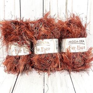 Moda Dea Fur Ever Cinnamon Twist Eyelash Ladder Yarn 49 yd 3 Skeins Discontinued